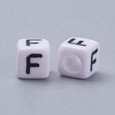 Letter F Acrylic Cube Beads X-PL37C9308-F-1