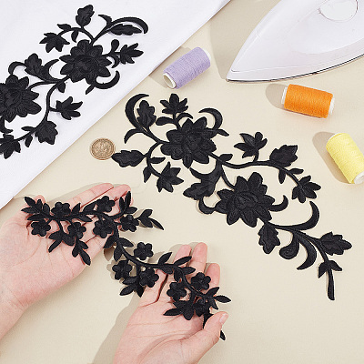 4Pcs 2 Styles Plum Blosssom & Flower Cotton Computerized Embroidery Sew on Patches PATC-GA0001-35-1
