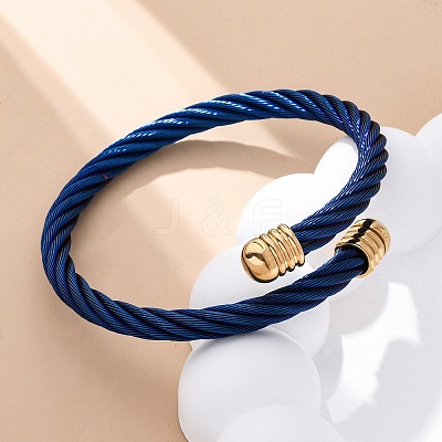 304 Stainless Steel Torque Bangles for Women Men BJEW-G584-18G-03-1