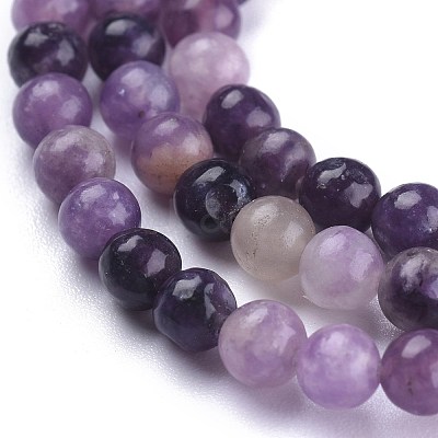 Natural Lepidolite/Purple Mica Stone Beads Strands G-K415-4mm-1