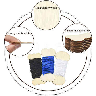 60Pcs 3 Styles Wood Thread Winding Boards DIY-SC0031-10B-1