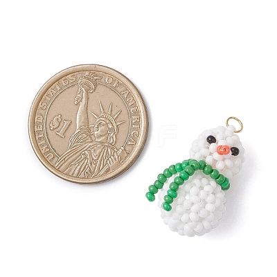 Glass Seed Beaded Snowman Pendants PALLOY-MZ01007-01-1