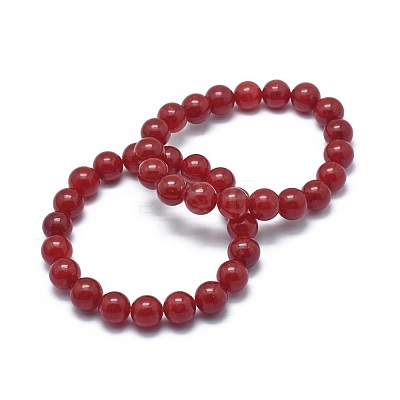 Natural Jade Bead Stretch Bracelets X-BJEW-K212-B-036-1