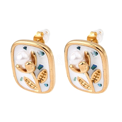 304 Stainless Steel Stud Earrings for Women EJEW-A164-04A-G-1