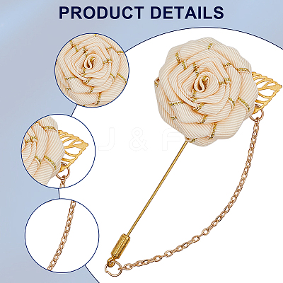 Flower Polyester Ribbon Brooches JEWB-WH20006-02B-1