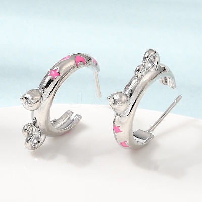 Brass Enamel Stud Earrings KK-CBA8324-23P-02-1
