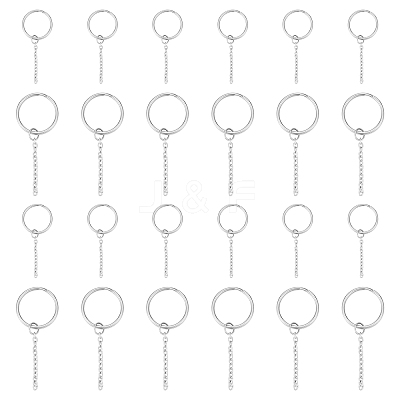 304 Stainless Steel Split Key Ring Clasps STAS-UN0006-33P-1