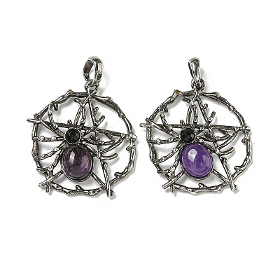 Natural Amethyst Pendants G-P547-05AS-06-1