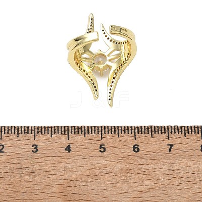Brass Micro Pave Cubic Zirconia Cuff Open Rings for Women RJEW-L343-09G-01-1
