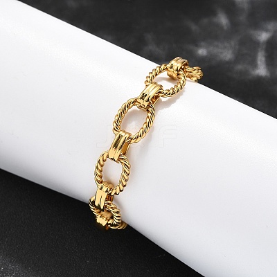 304 Stainless Steel Oval Link Chain Bracelets for Women BJEW-R021-09G-1