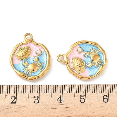 304 Stainless Steel Enamel Crab Pendants STAS-I346-05G-03-1