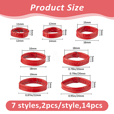 14Pcs 7 Styles Cowhide Leather Watch Strap Ring FIND-FH0017-42B-1