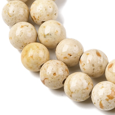 Natural Dyed Marble Beads Strands G-P593-8mm-06-1