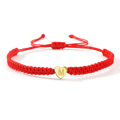 304 Stainless Steel Heart with Letter Bead Braided Bead Bracelets OO6447-13-1