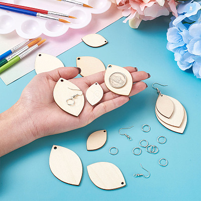 DIY Unfinished Wooden Pendant Earring Making Kits DIY-YS0001-16-1