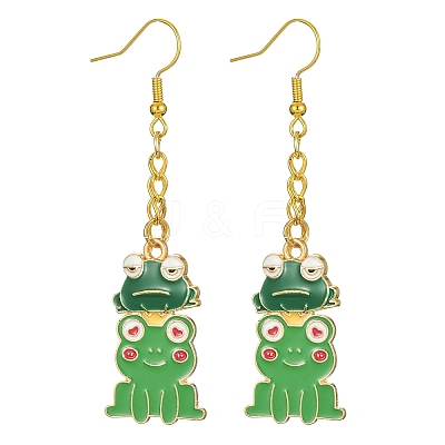 Alloy Enamel Frog Dangle Earrings with Iron Earring Pins for Women EJEW-JE05421-04-1