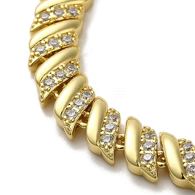 Rack Plating Brass Micro Pave Clear Cubic Zirconia Link Chain Bracelets for Women KK-R158-15G-1