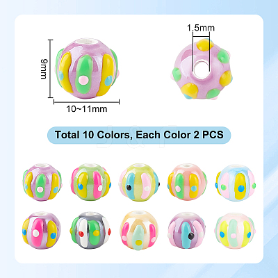 20Pcs 10 Colors Handmade Porcelain Beads PORC-PH0001-40-1
