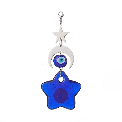 Handmade Evil Eye Lampwork Pendants Decorations HJEW-JM01008-05-1