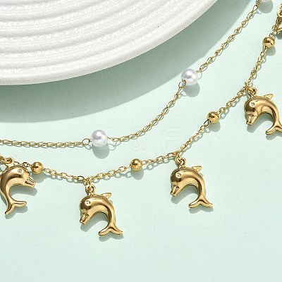 304 Stainless Steel Satellite Chain Double Layered Bracelets BJEW-D456-02G-1