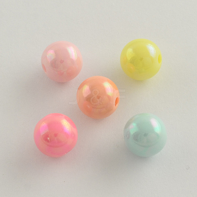 AB Color Plated Acrylic Round Beads SACR-Q109-6mm-M-1