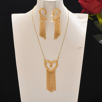 Elegant Zinc Alloy Hollow Heart Tassel Jewelry Set for Women HX7925-1