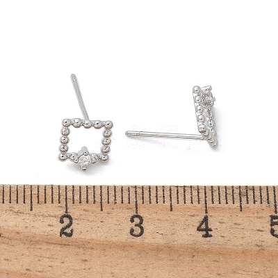 Brass Clear Cubic Zirconia Stud Earrings EJEW-Q014-03P-1