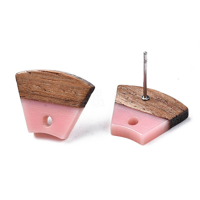 Resin & Walnut Wood Stud Earring Findings MAK-N032-028A-1
