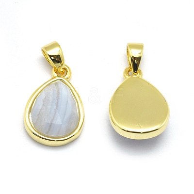 Natural Blue Lace Agate Pendants G-O176J-06G-1