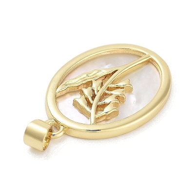 Rack Plating Brass Pave Shell Pendants KK-Z064-28G-06-1