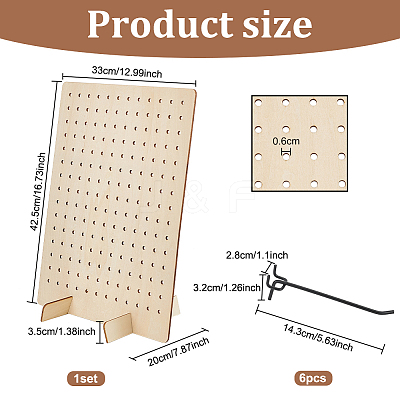 1 Set Rectangle Wood Slant Back Earring Display Stands EDIS-BC0001-02-1