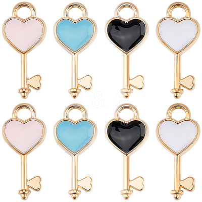 100Pcs 4 Colors Alloy Pendants ENAM-SC0007-88-1