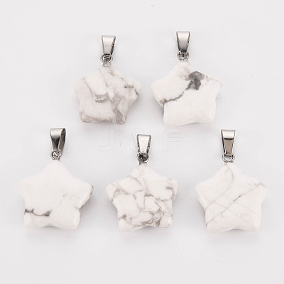 Star Natural Howlite Pendants G-Q367-18-1