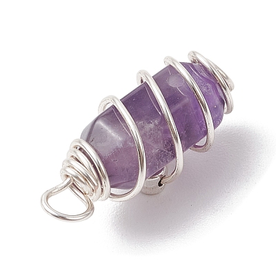 Bullet Shape Gemstone Pendants PALLOY-JF03215-1