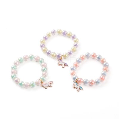 Transparent Acrylic Bead in Bead Stretch Bracelet Sets for Kids BJEW-JB06509-1