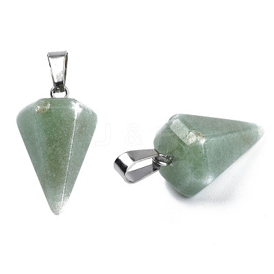 Cone/Spike/Pendulum Natural Green Aventurine Stone Pendants G-R278-79-1