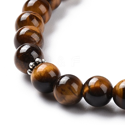 Natural Tibetan Agate Bullet & Tassel Pendant Necklace with Mixed Gemstone Beaded Chains NJEW-E585-02B-1