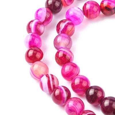 Natural Striped Agate/Banded Agate Bead Strands G-K166-13-8mm-03-1