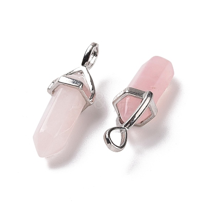 Natural Rose Quartz Pointed Pendants G-K329-52P-1