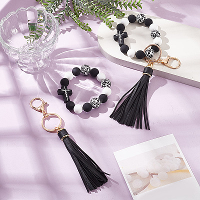 2Pcs Silicone with PU Leather Pendant Decorations HJEW-AN0001-01-1