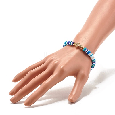 Polymer Clay Heishi Beads Stretch Bracelet for Women BJEW-JB07207-01-1