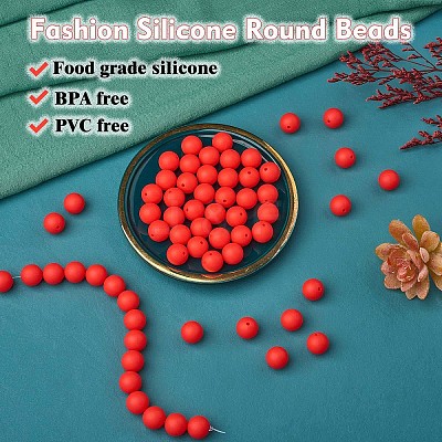 100Pcs Silicone Beads Round Rubber Bead 15MM Loose Spacer Beads for DIY Supplies Jewelry Keychain Making JX470A-1