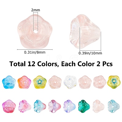 24Pcs 12 Colors Transparent Czech Glass Beads GLAA-SC0001-53-1