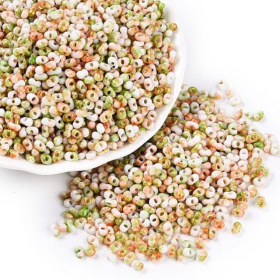 Two Tone Baking Paint Glass Seed Beads SEED-C003-01J-1