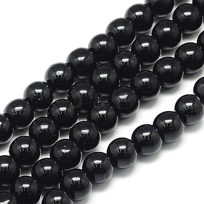 Natural Black Tourmaline Beads Strands X-G-S150-30-6mm-1