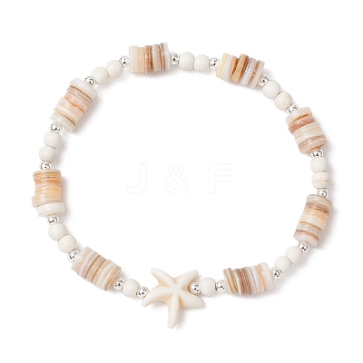 Synthetic Turquoise Beaded Stretch Bracelets BJEW-JB11911-01-1