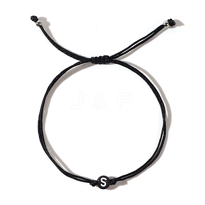 Acrylic Letter S Adjustable Braided Cord Bracelets for Men GX4208-19-1