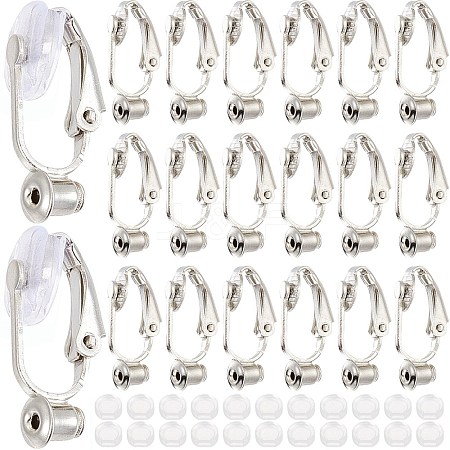 36Pcs Brass Clip-on Earring Converters Findings KK-SP0001-10P-1