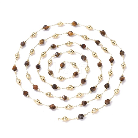 3.28 Feet Natural Tiger Eye Handmade Beaded Chains X-CHC-F010-03J-G-1