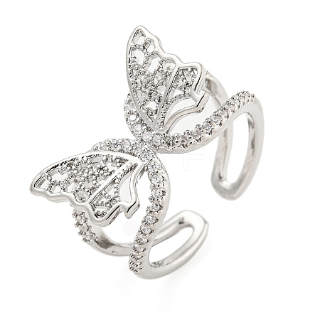 304 Stainless Steel Cubic Zirconia Open Cuff Ring for Women LS-RJEW-S406-05P-01-1